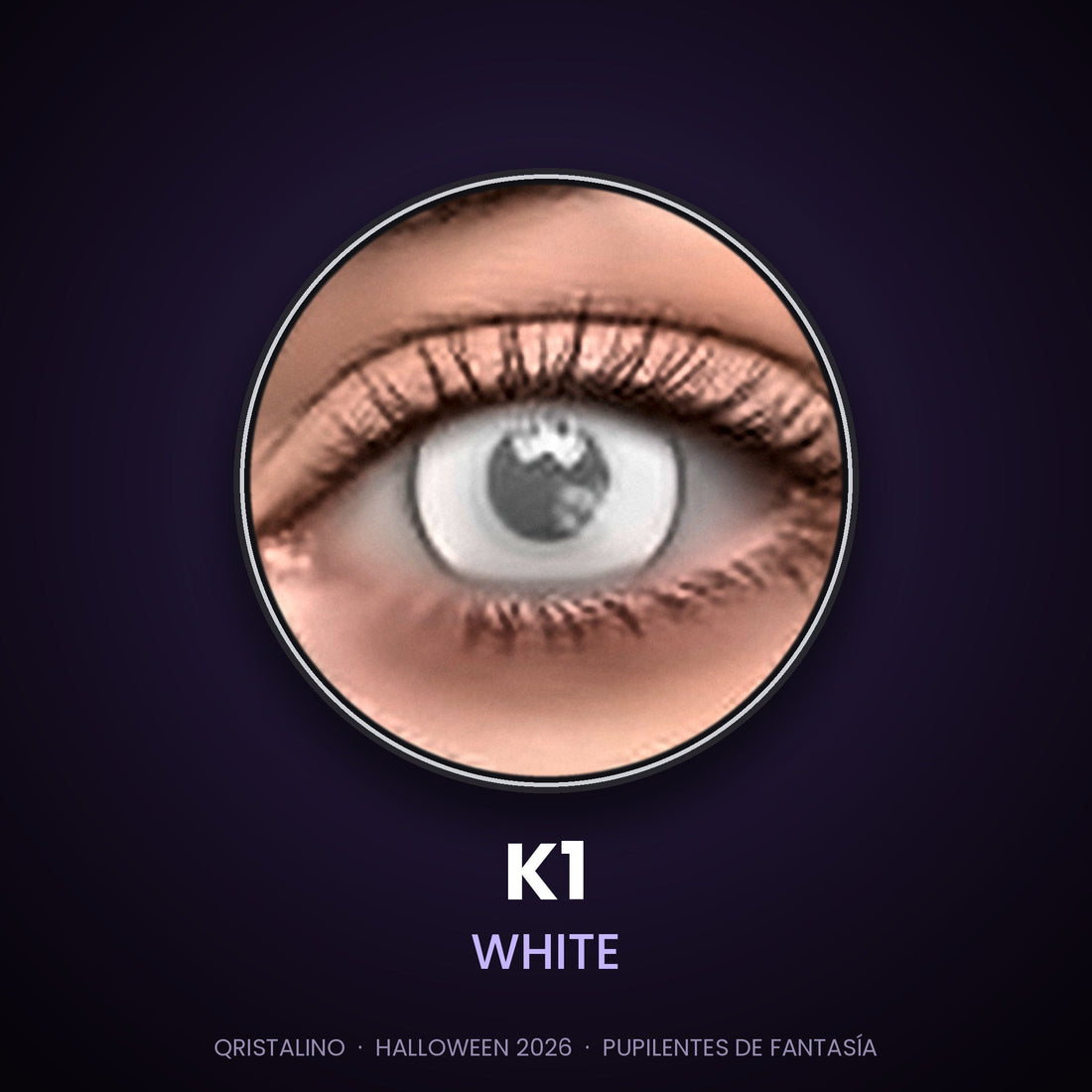 Look sugerido con pupilentes K1 White – imagen referencial