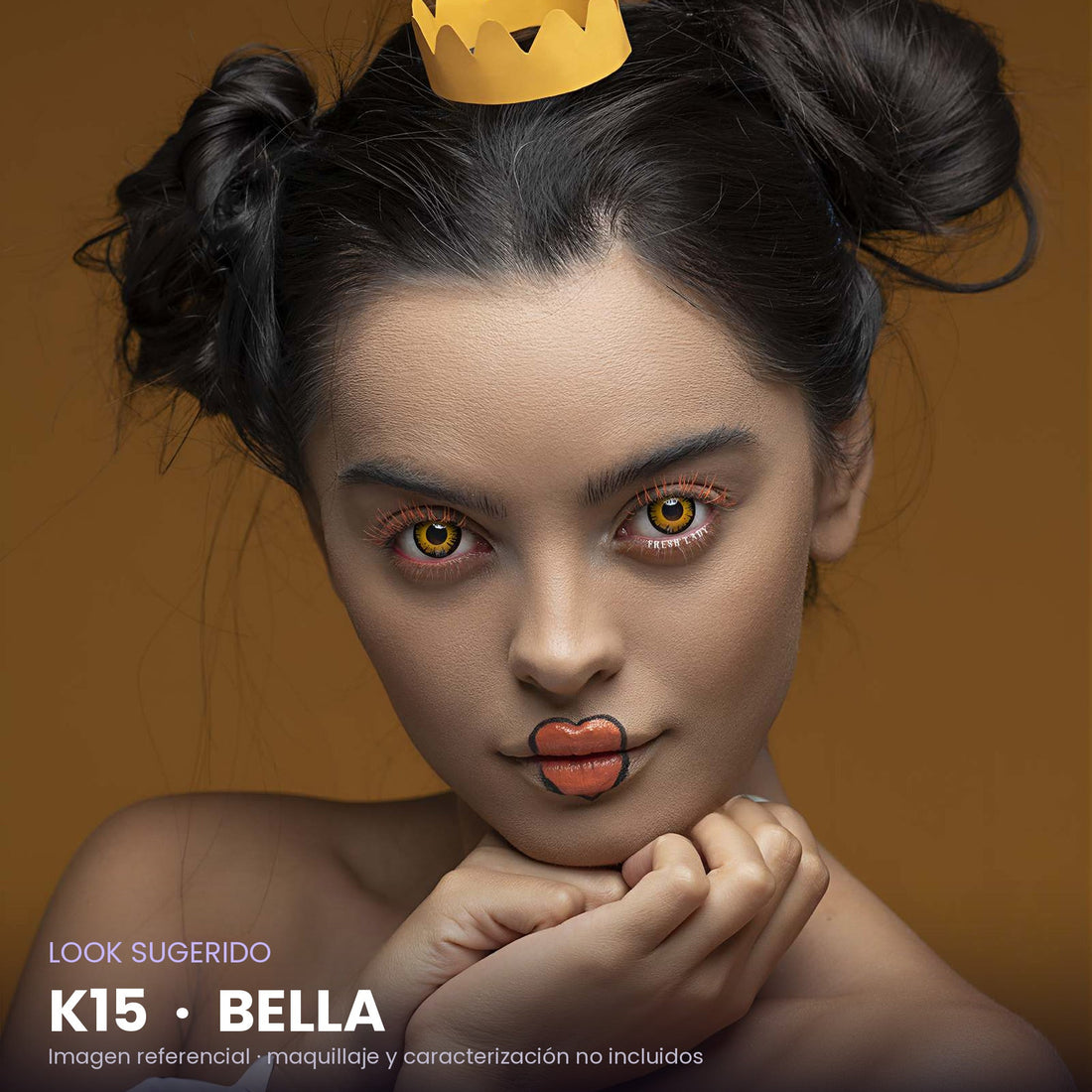 Look sugerido con pupilentes K15 Bella – imagen referencial