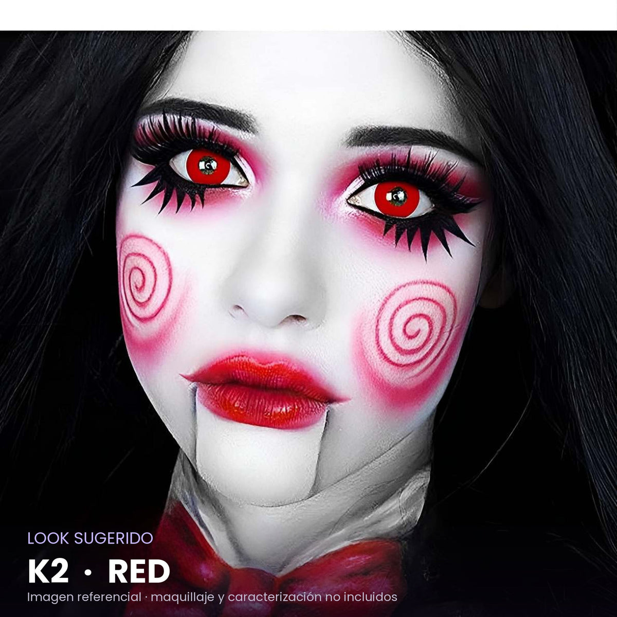 Look sugerido con pupilentes K2 Red – imagen referencial