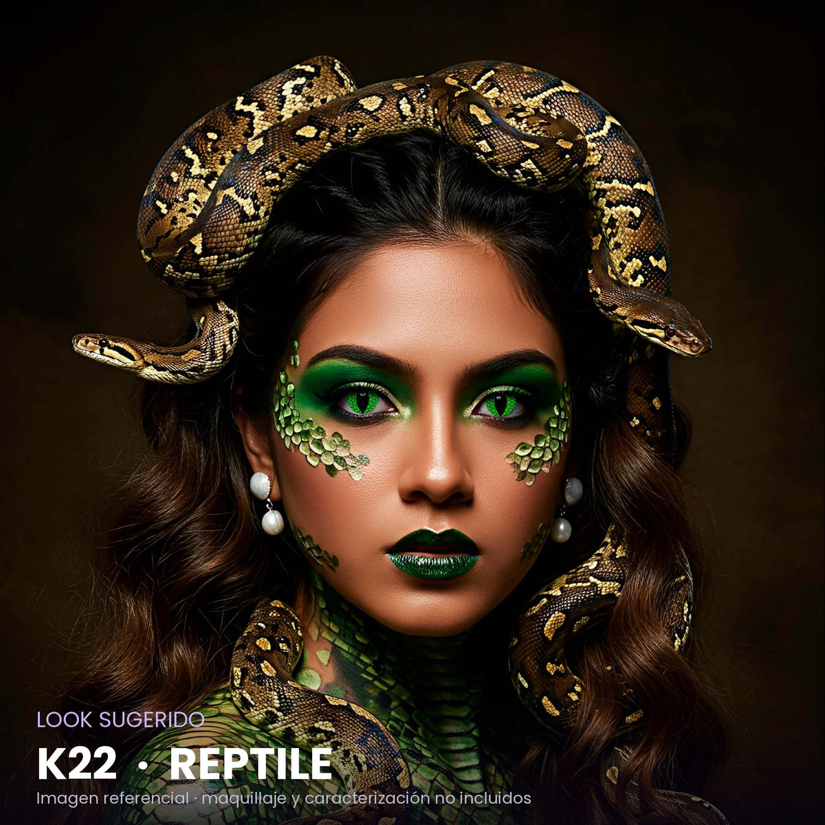 Look sugerido con pupilentes K22 Reptile – imagen referencial