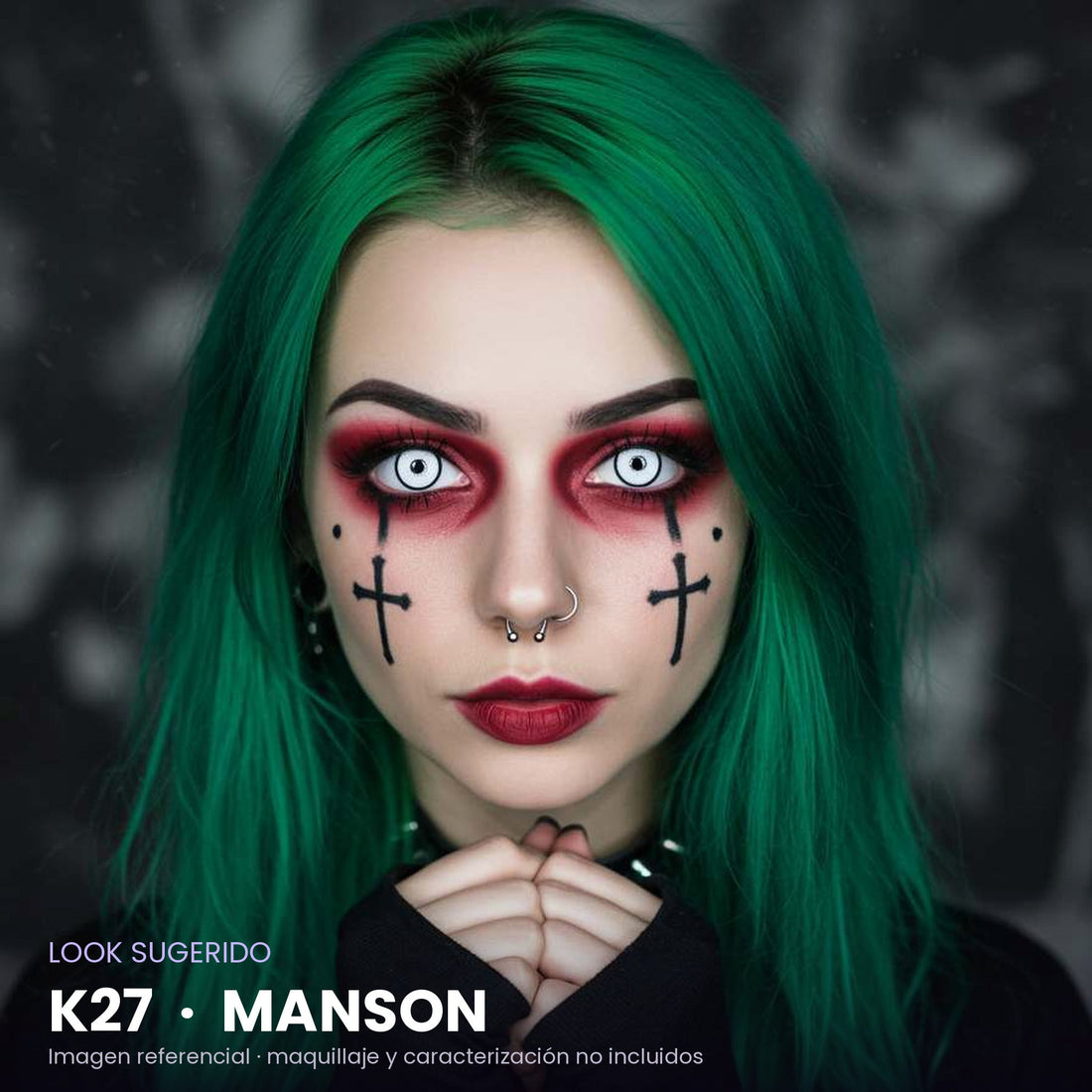 Look sugerido con pupilentes K27 Manson – imagen referencial