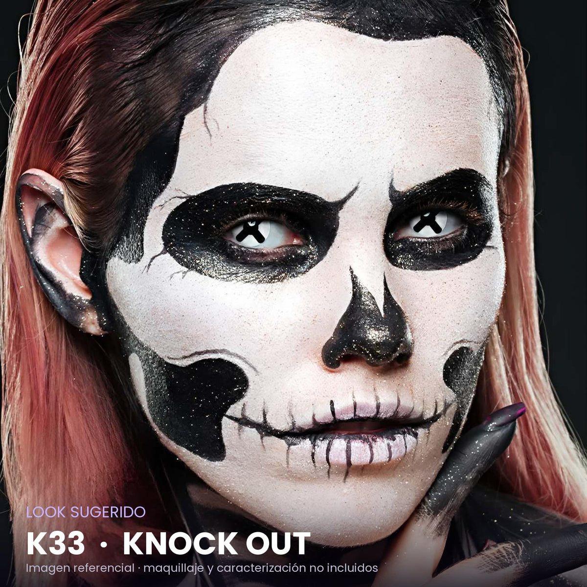 Look sugerido con pupilentes K33 Knock Out – imagen referencial