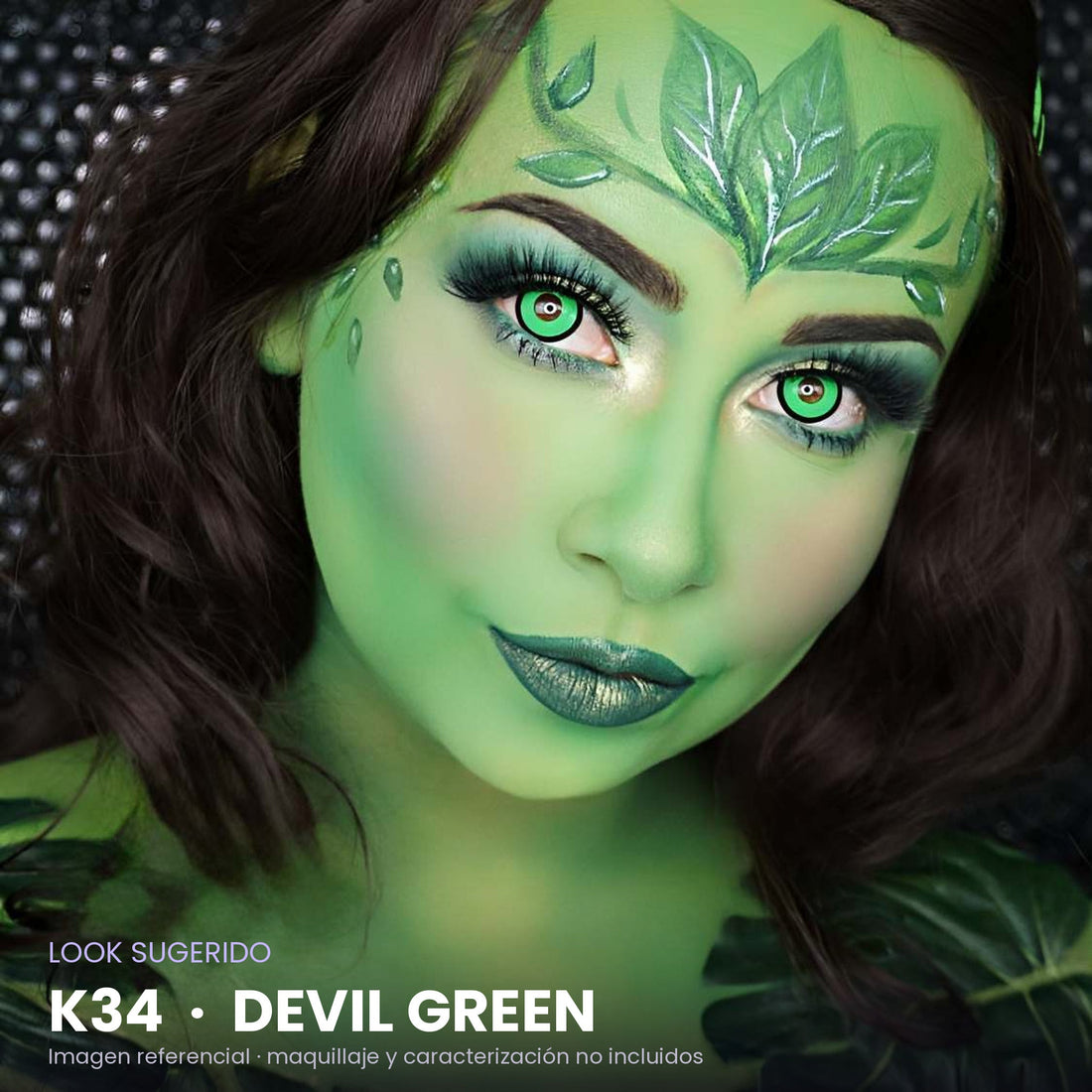 Look sugerido con pupilentes K34 Devil Green – imagen referencial