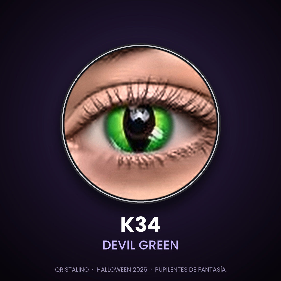 Look sugerido con pupilentes K34 Devil Green – imagen referencial