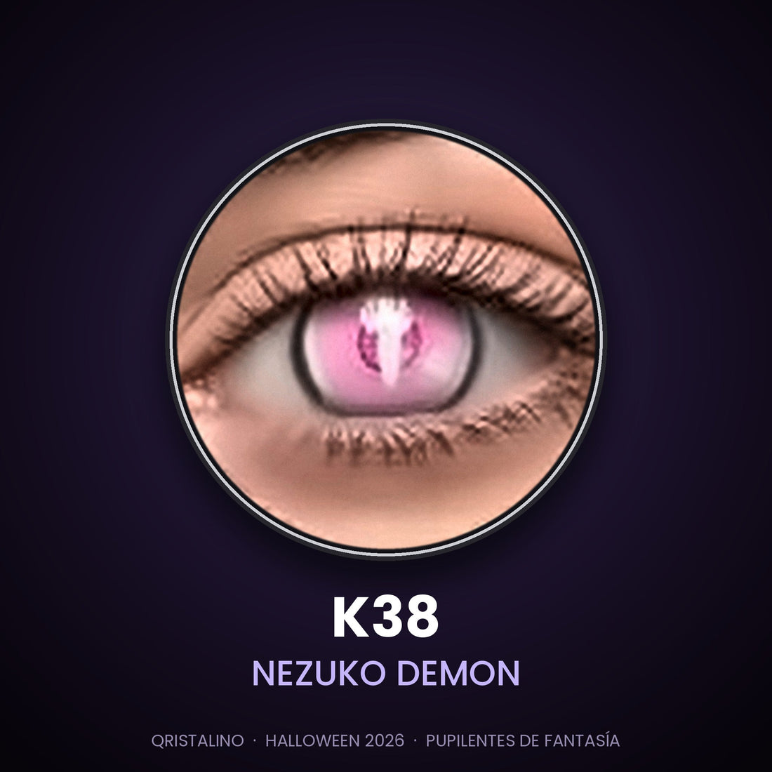 Look sugerido pupilentes Halloween K38 Nezuko Demon – imagen referencial generada con IA – Qristalino México