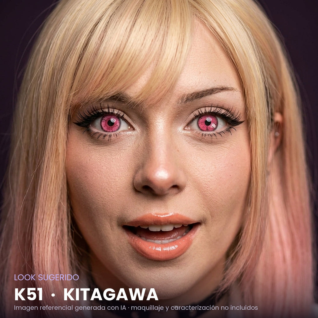 Look sugerido pupilentes Halloween K51 Kitagawa – imagen referencial generada con IA – Qristalino México