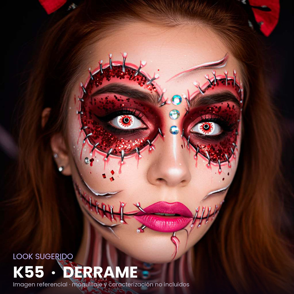 Look sugerido con pupilentes K55 Derrame – imagen referencial
