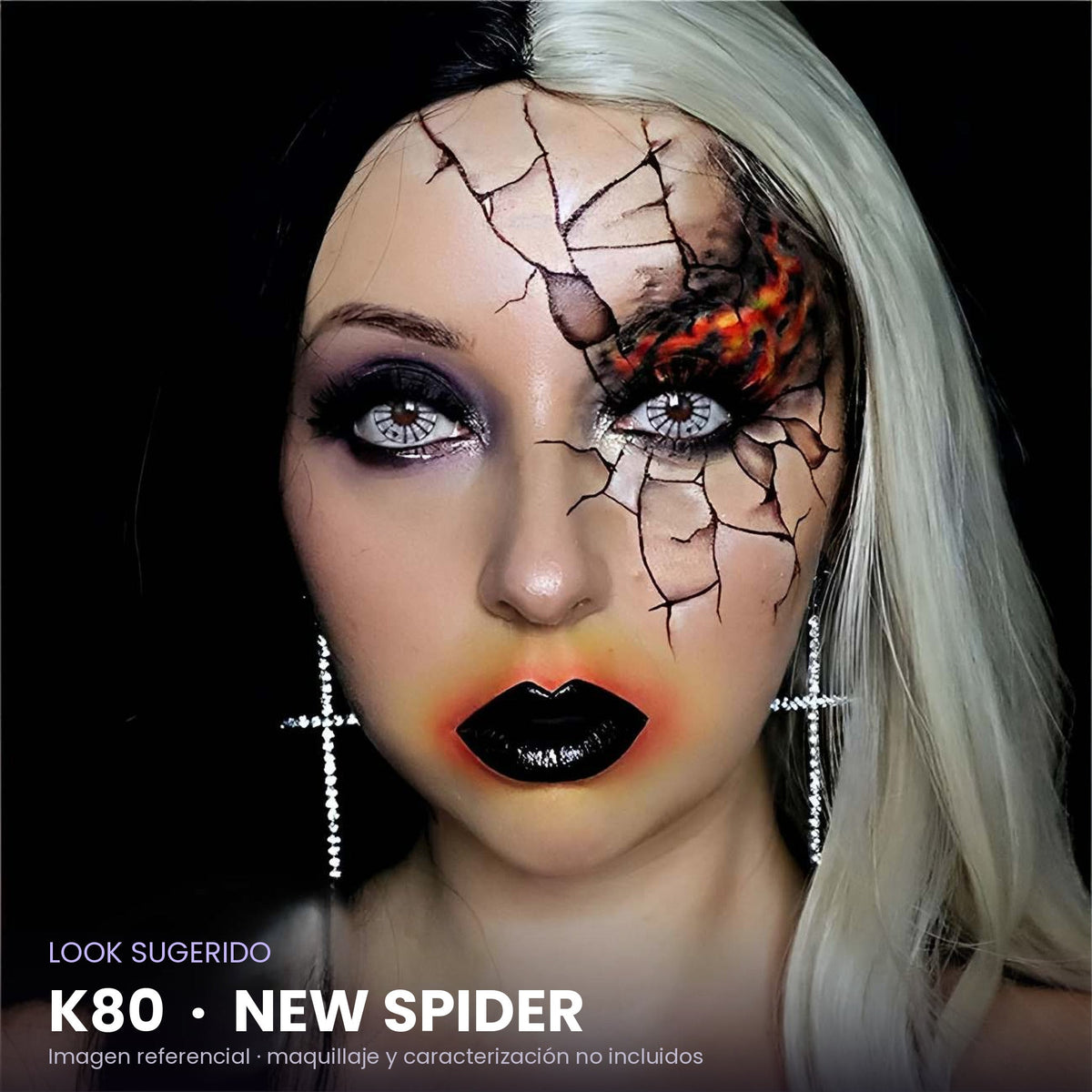 Look sugerido con pupilentes K80 New Spider – imagen referencial